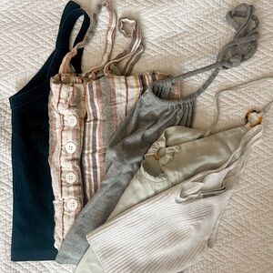 Bundle of 5 Summer Neutral Tanks | Urban Outfitters, Oysho, Bershka, Wild Fable